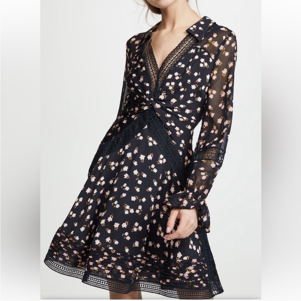 Self-Portrait twist front ditsy dress in size 2